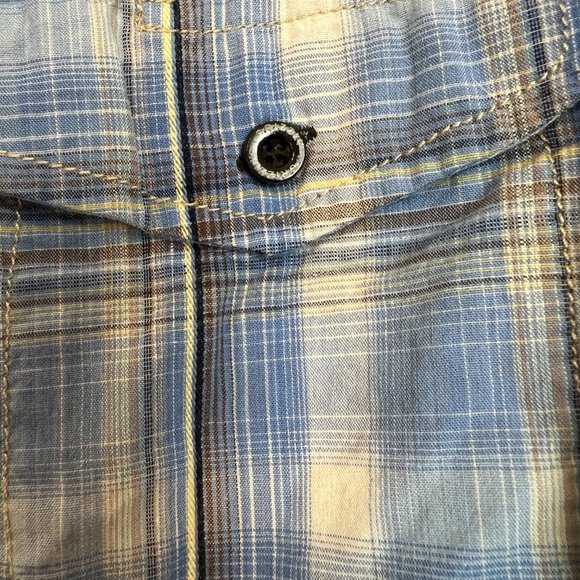 Men's Dakota Grizzly Western Pearl Snap Button Shirt Sz M Cotton Blue Plaid - Picture 6 of 11